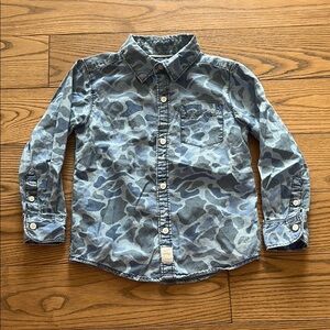 Blue Camouflage Button Down Shirt